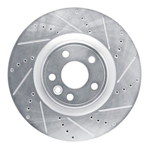 Jaguar F-Pace Brake Rotor (1) - Front Right - R1 Concepts - Drilled & Slotted - Silver - 2020